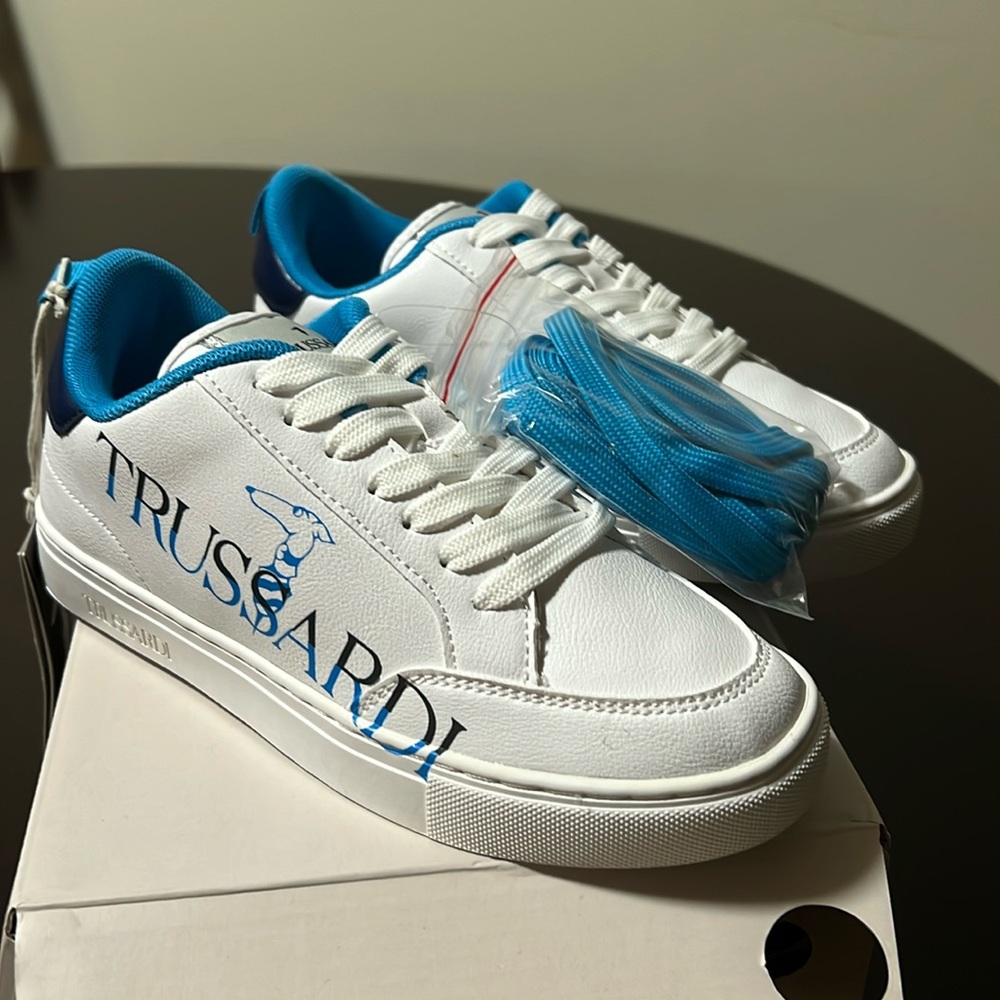 Trussardi Blue and White Sneakers for Casual Elegance